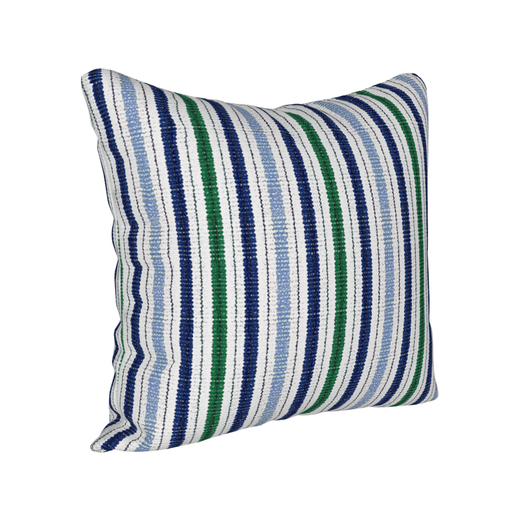 Navy and Green Summer Stripes Cotton Pillow