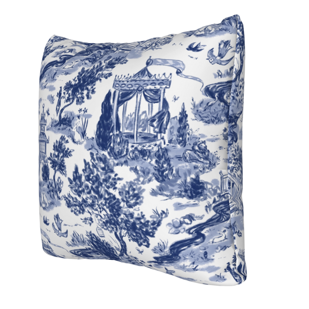 Luxury Toile Cotton Pillow - Summer House Navy