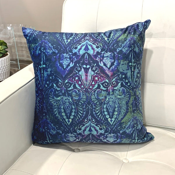 Luxury Paisley Print Blue Pillow Neela Blue