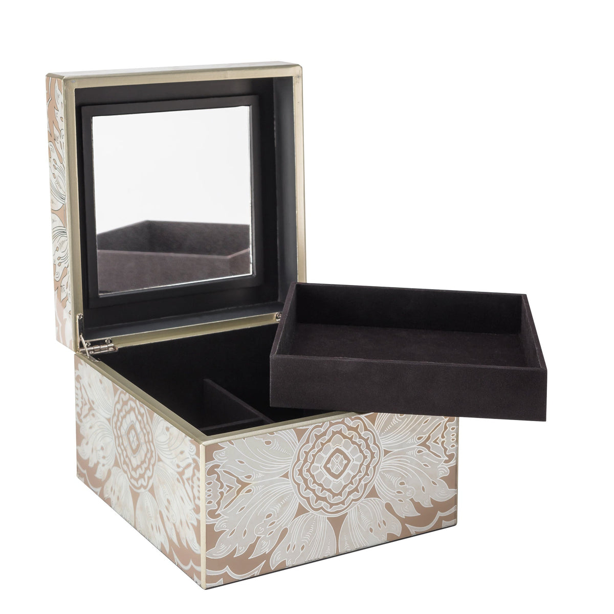 Handmade Reverse Painted Mirror Square Box Blue Dots - Medium Arcadia Home