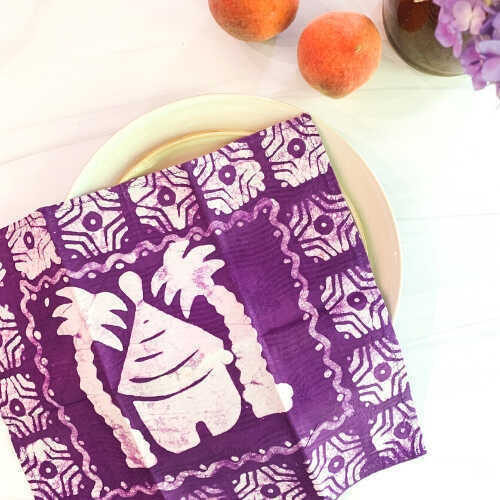 Vintage Purple Batik Napkins - Set/6