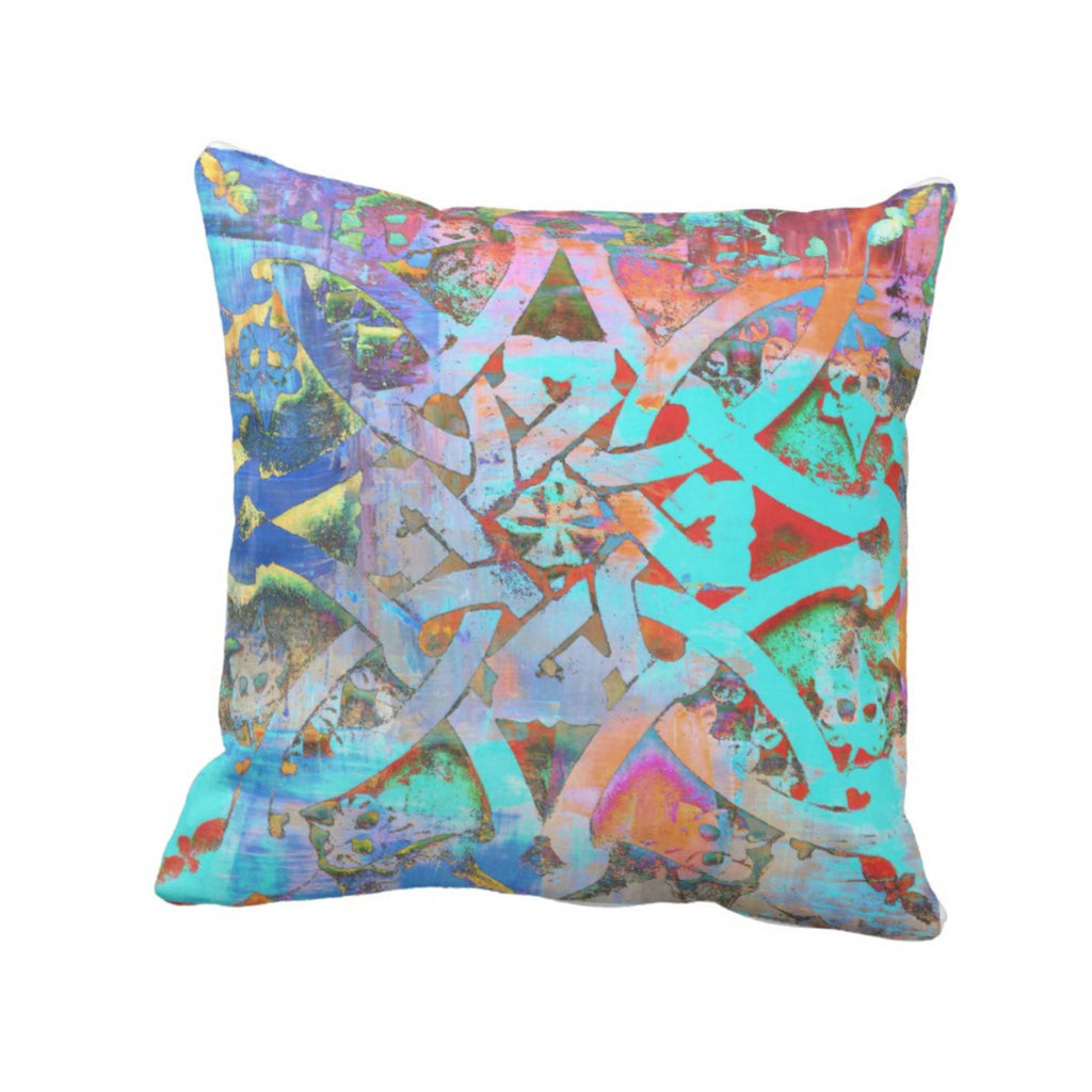 Moroccan Print Turquoise Luxury Pillow - Moroccan Knot