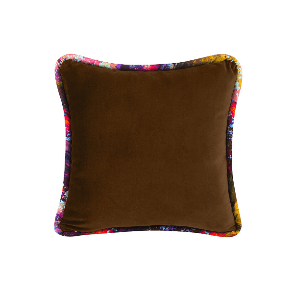 Luxurious Velvet Pillow - Brown with Vintage Gypsum Welt 18x18