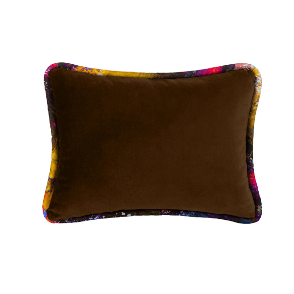 Luxurious Velvet Pillow Brown with Vintage Gypsum Welt 16x20 SmithHönig