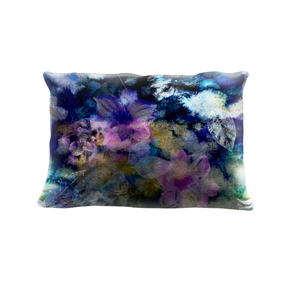 Floral Shimmer Velvet Pillow - Bryony Storm Noir