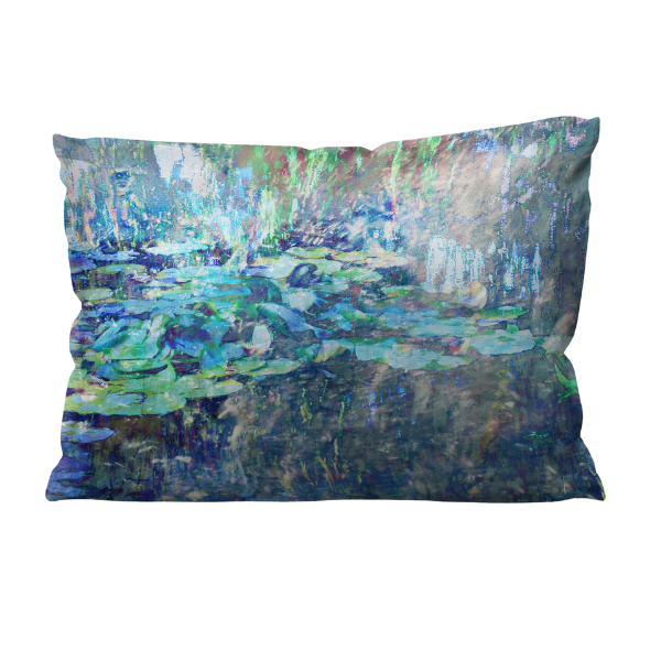 Luxury Blue and Green Lumbar Pillow - Sea Roses