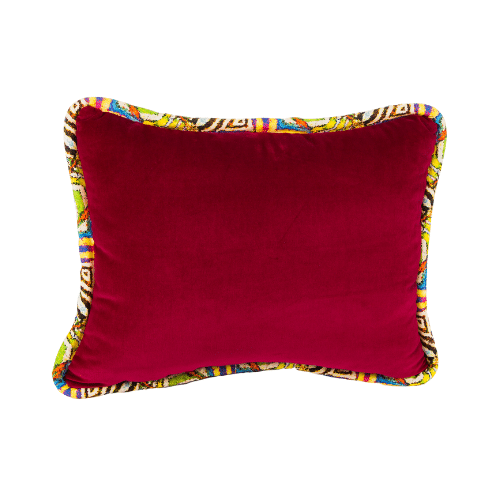 Luxurious Velvet Pillow - Fuchsia with Mara Stripe Welt 16x20