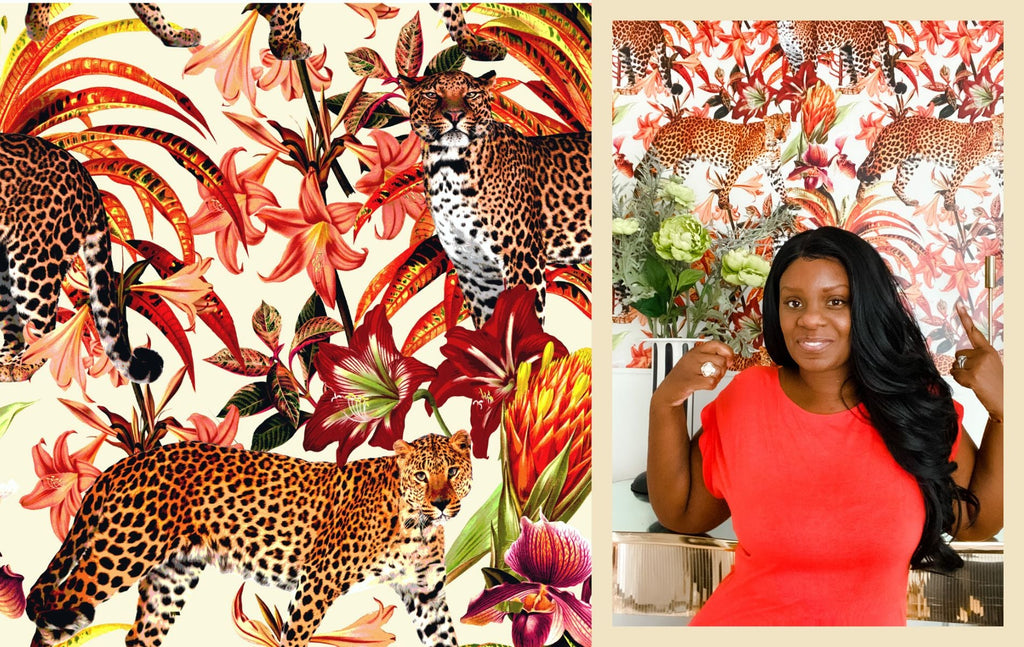 Peel and stick leopard wallpaper from SmithHönig, as styled by Tiffany Brown.