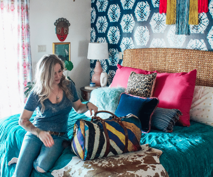 Sarisa Munoz Designs A Color Lover’s Eclectic Bedroom With A Hint of Southwest Glam