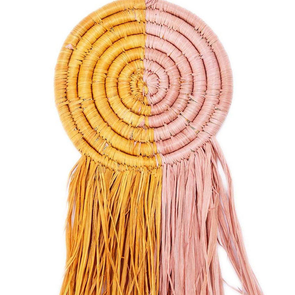 Blush + Mustard Fringed Disc Ornament