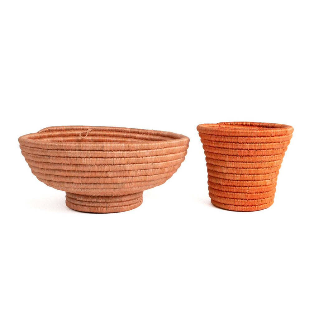 Seratonia Pedestal Bowl & Planter Duo - Sugarcane