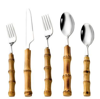 5-Piece Genuine Bamboo Flatware