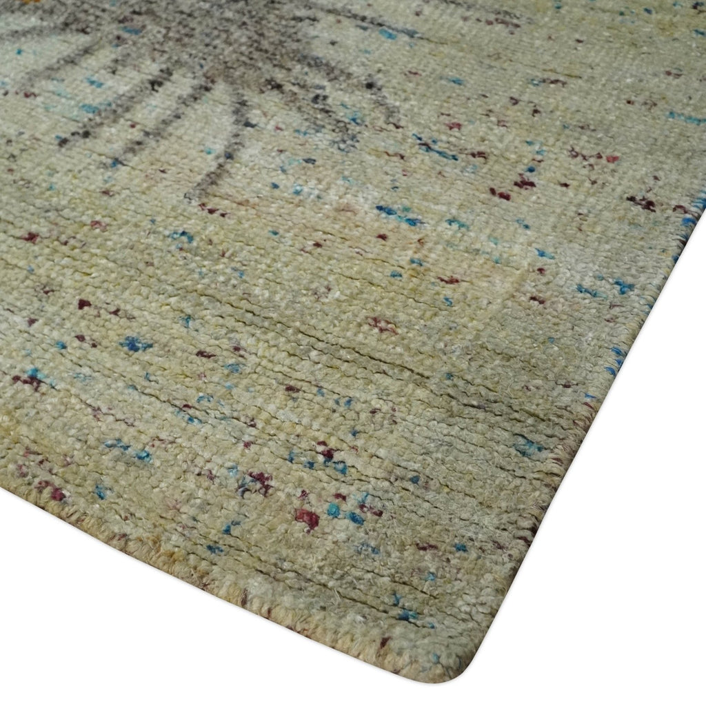 10x14 Hand Knotted Blue, Silver and Beige Recycled Silk Rug | OP52