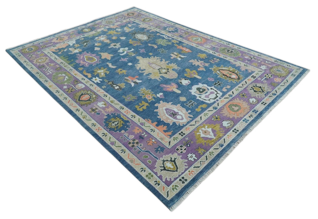 10x14 Wool Blue & Purple Hand knotted Area Rug | TRDCP10611014