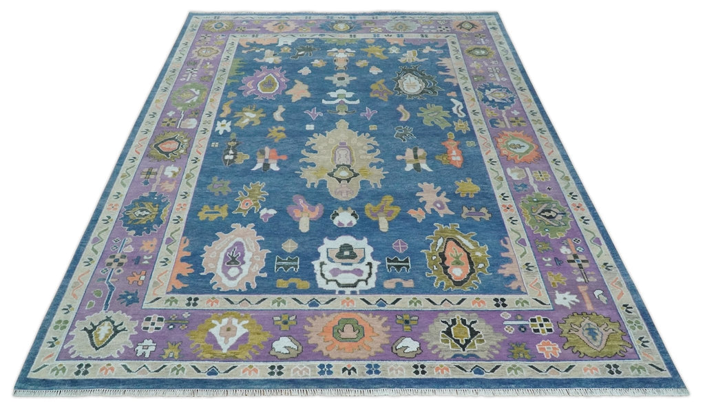 10x14 Wool Blue & Purple Hand knotted Area Rug | TRDCP10611014