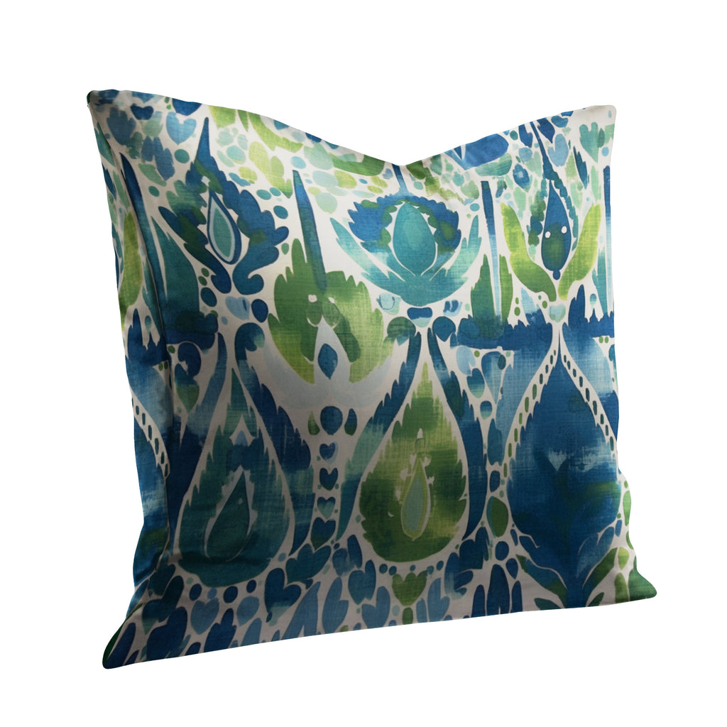 Blue and Green Ikat Pint Pillow