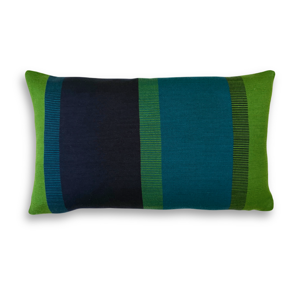 Handwoven Color Block & Hemp Pillow - Blue & Navy | SmithHönig
