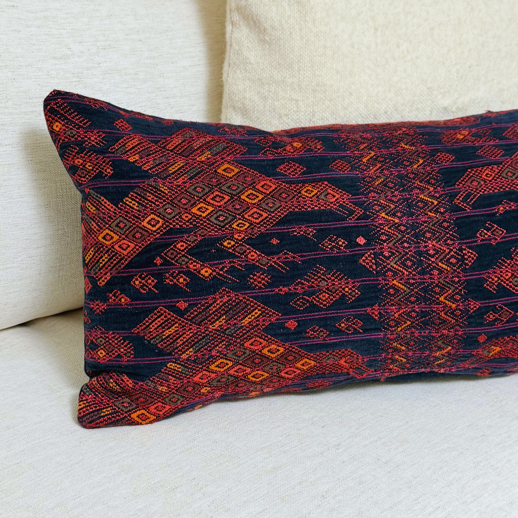 Embroidered Huipil & Handwoven Corte Throw Pillow Cover