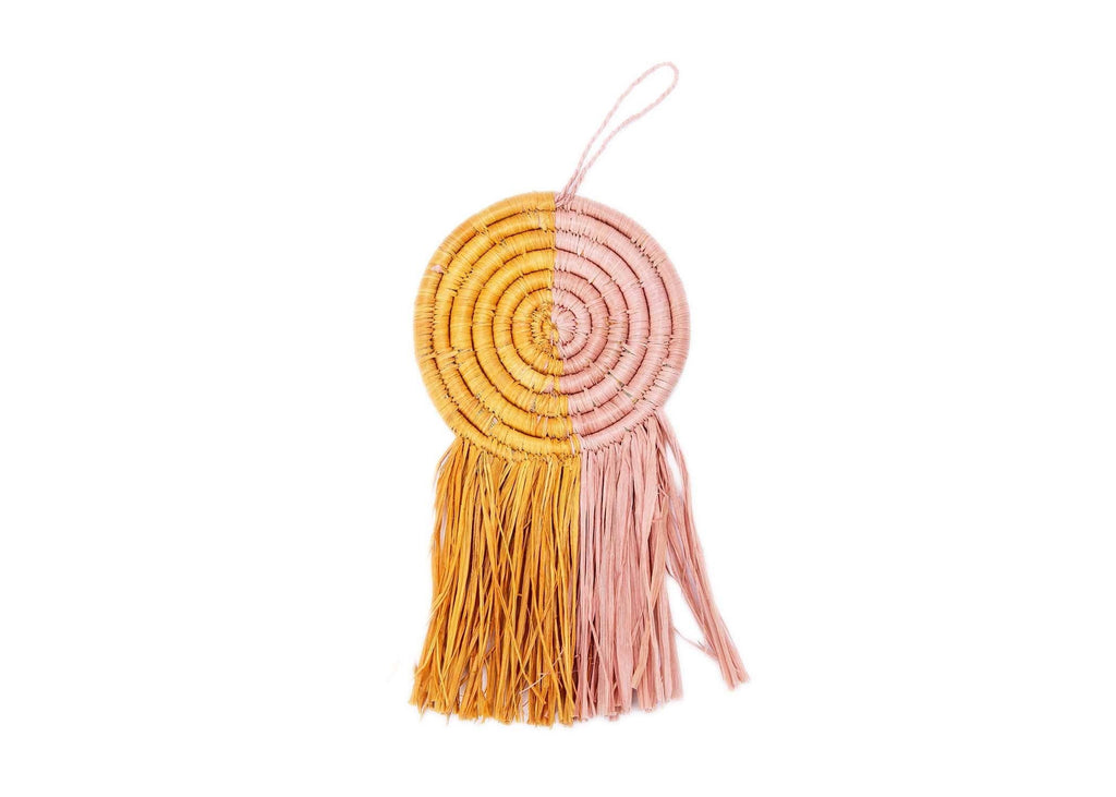 Blush + Mustard Fringed Disc Ornament