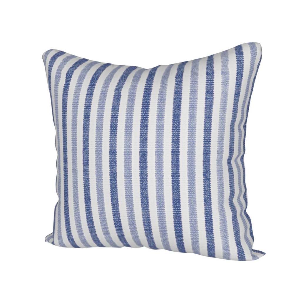 Blue and White Summer Stripes Cotton Pillow