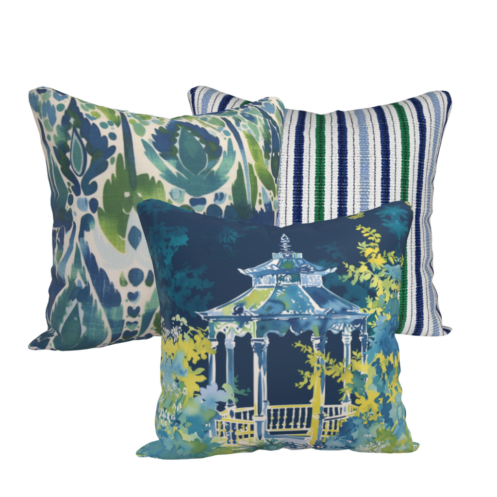 Blue Pavilion – Luxury Outdoor Pillow by SmithHönig - SmithHönig Outdoor Throw Pillow