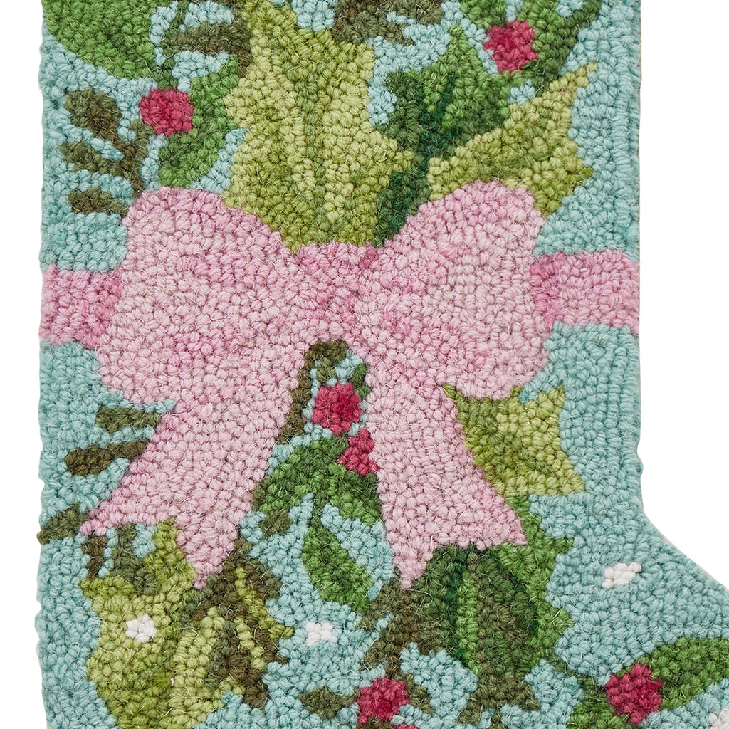 Holly Bow Hook Stocking