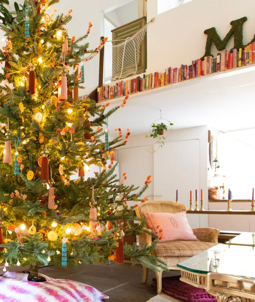 Handmade Cotton/Linen Christmas Tree Skirt - Pink