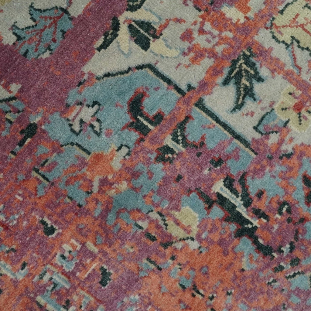 Peach Abstract Rug Hand Knotted Abstract Peach Wool Rug