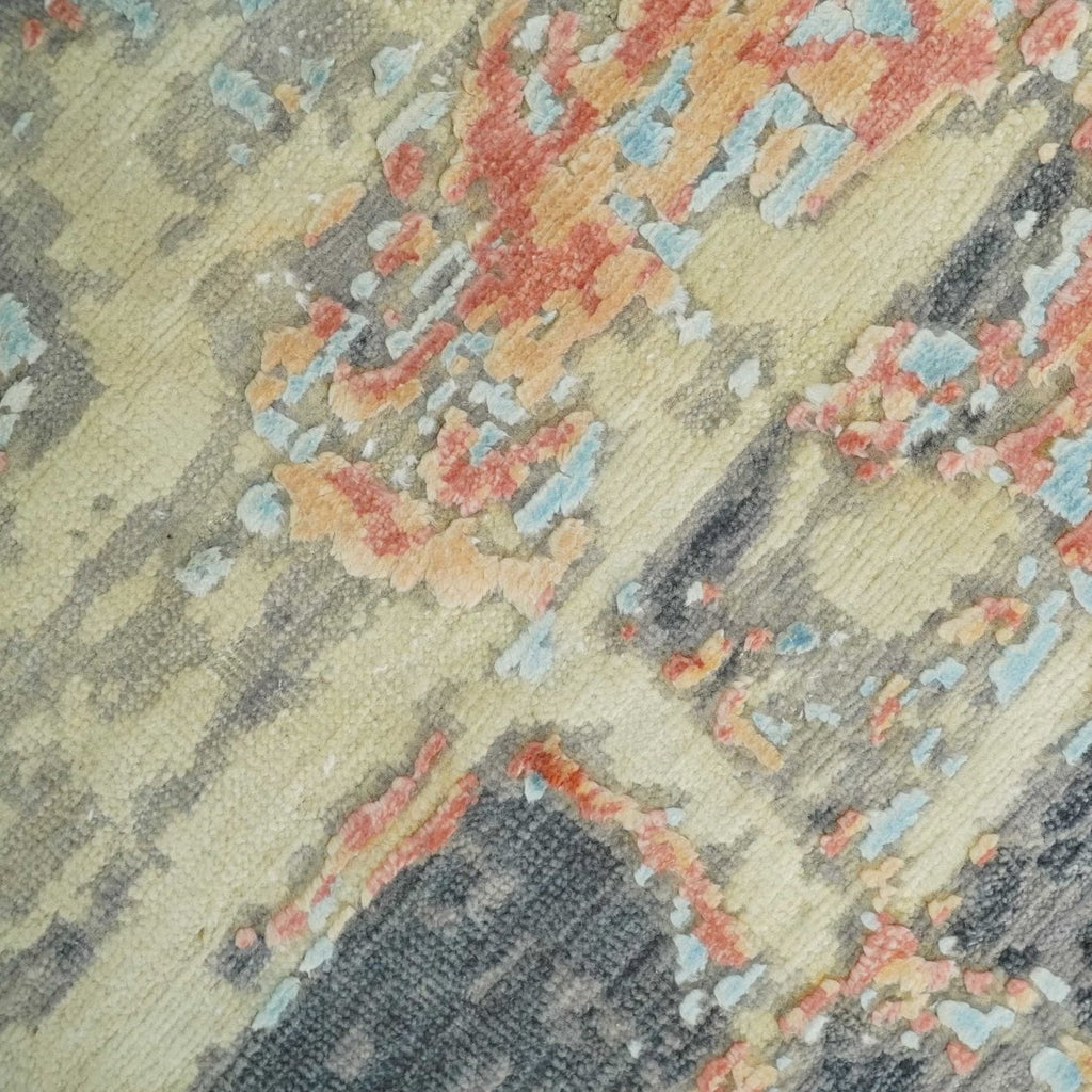 2x4 Abstract Peach, Gray, Ivory & Blue Rug | Art Silk| N3924