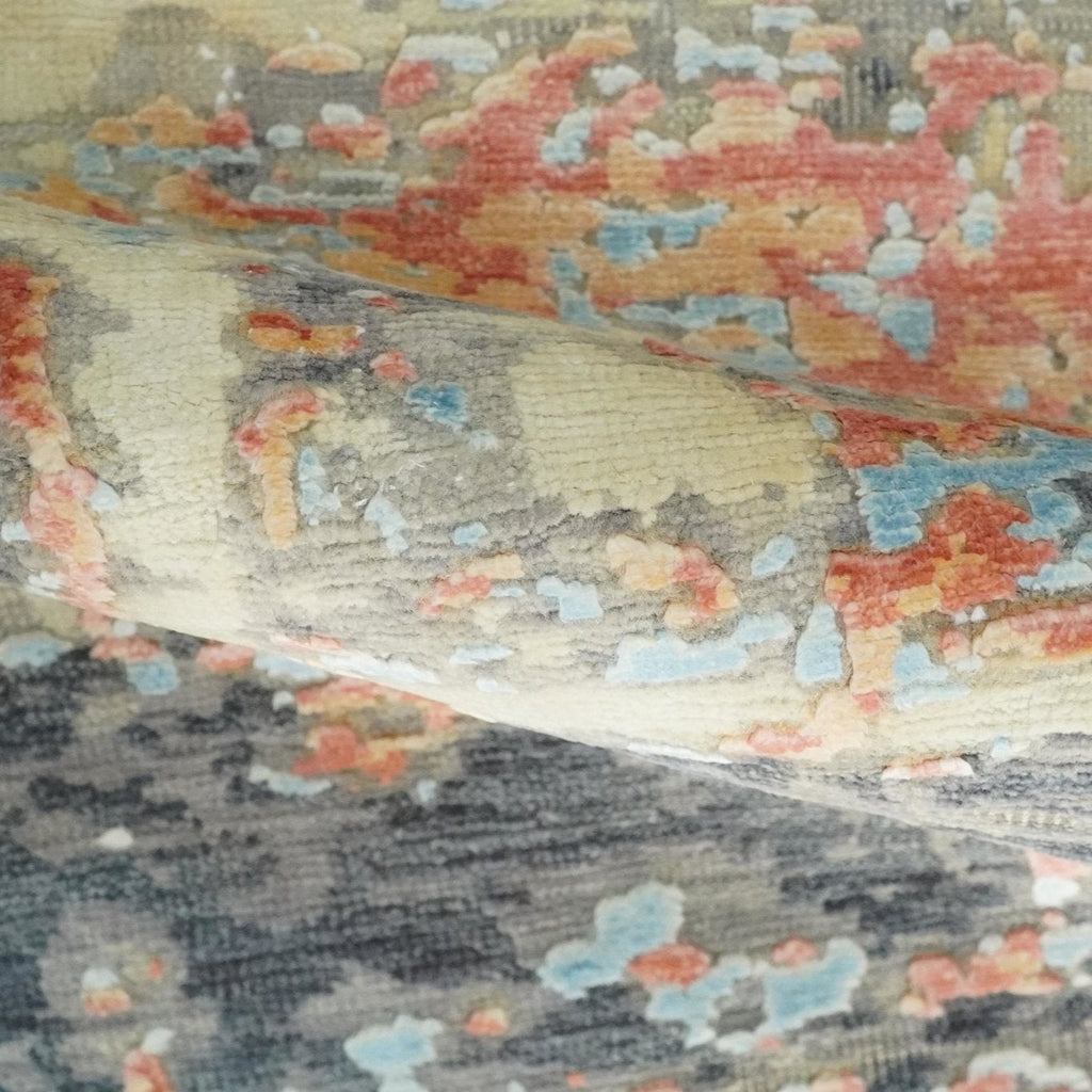 2x4 Abstract Peach, Gray, Ivory & Blue Rug | Art Silk| N3924