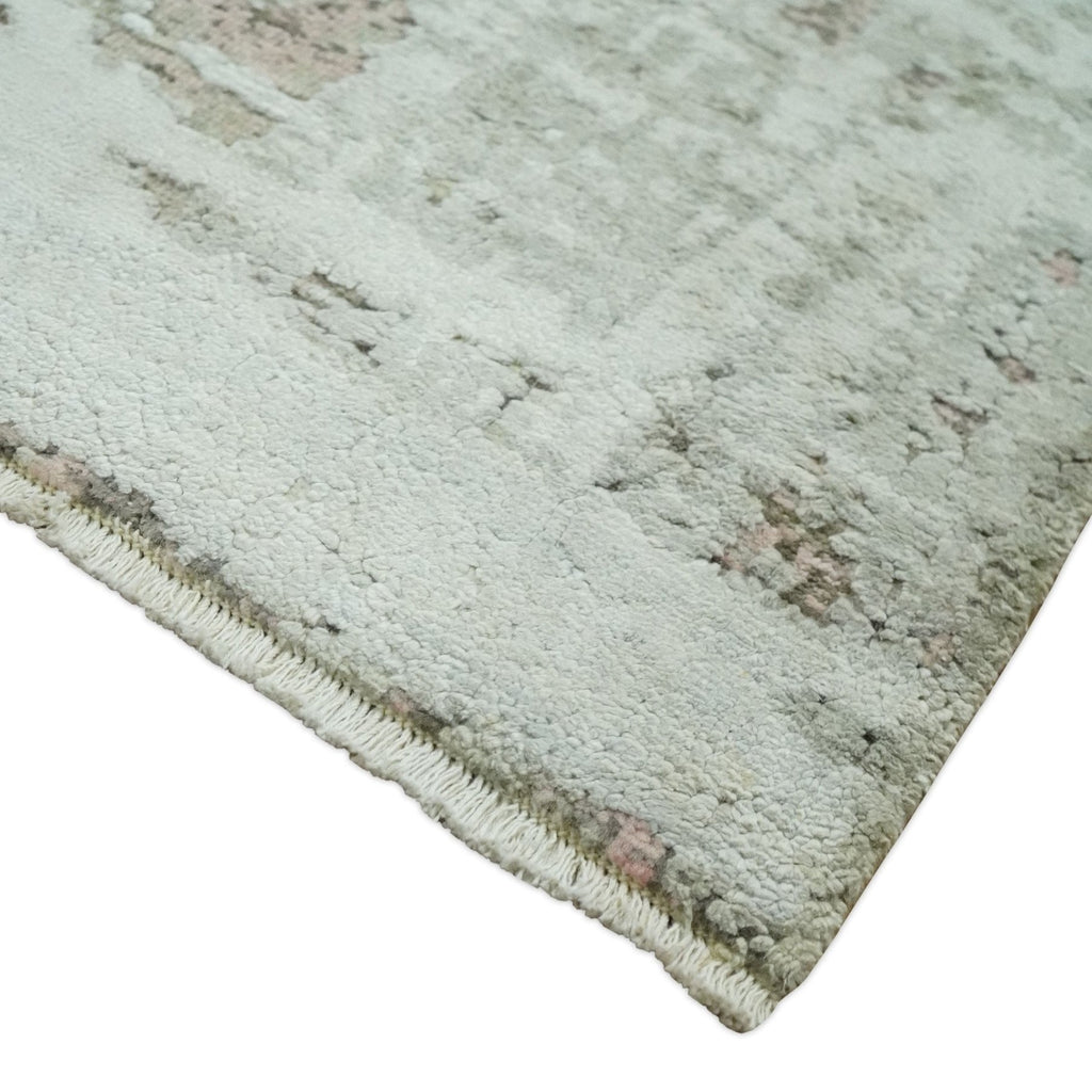 2x4 Modern Abstract Silver, Beige and Peach Rug made with Art Silk| N2124