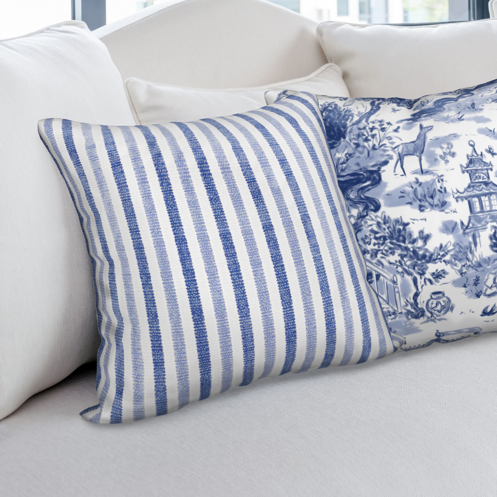 Luxury Toile Cotton Pillow - Summer House Navy