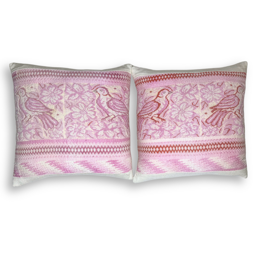 Handwoven Huipil & Cotton Throw Pillow Cover