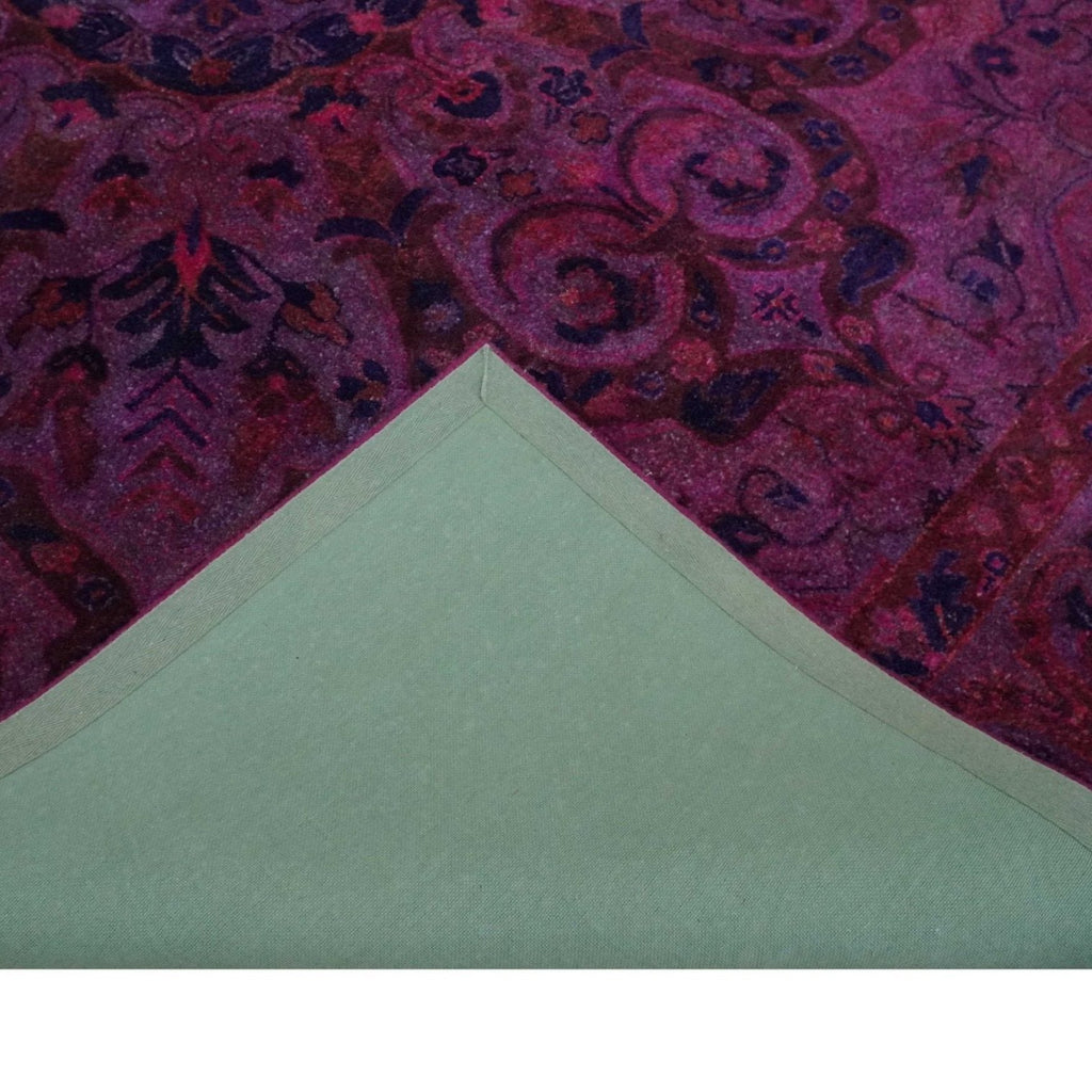 3x5, 5x8, 8x11 Pink Wine & Blue Over-Dyed Wool Rug