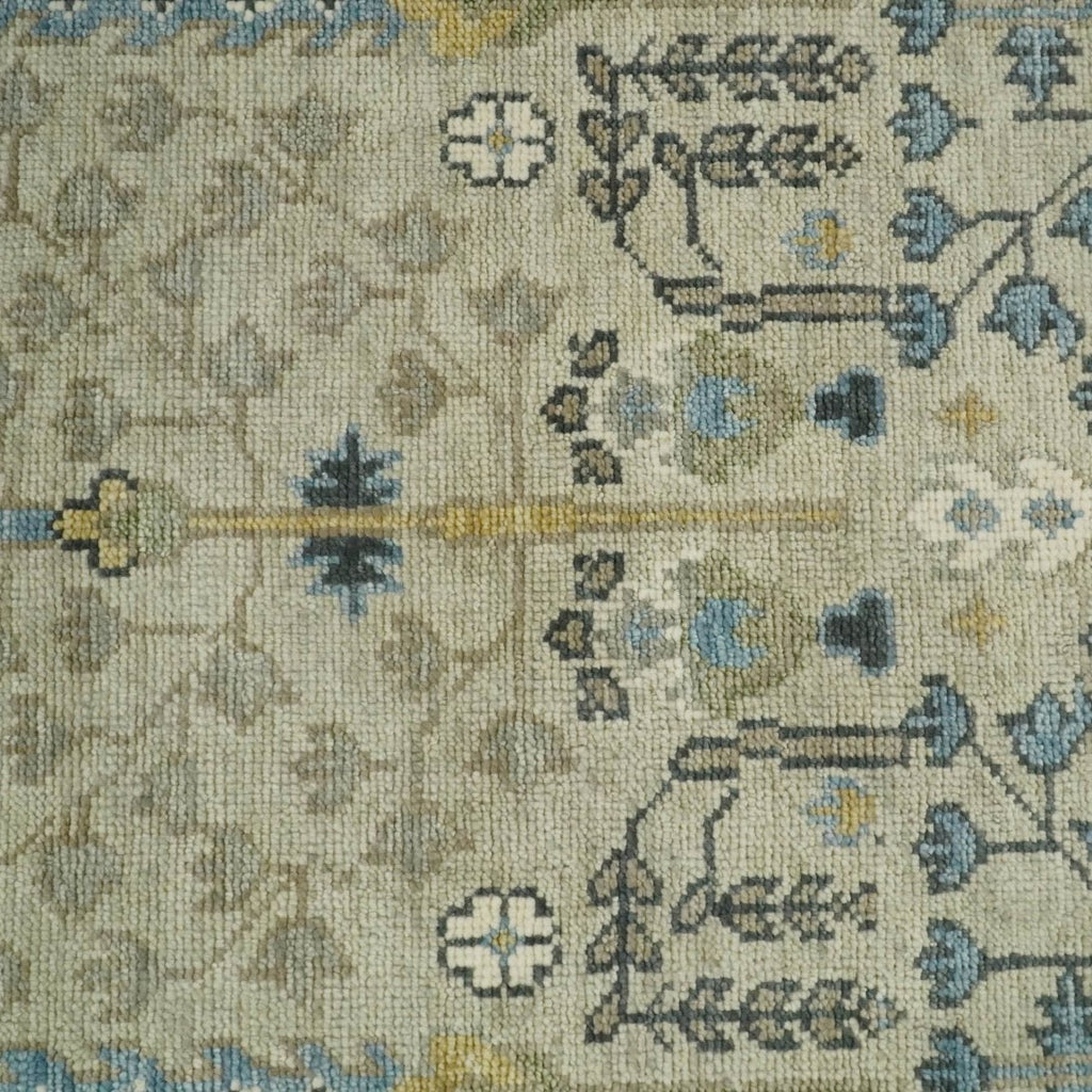 Tree of Life Beige & Blue Traditional Hand-Knotted Wool Area Rug