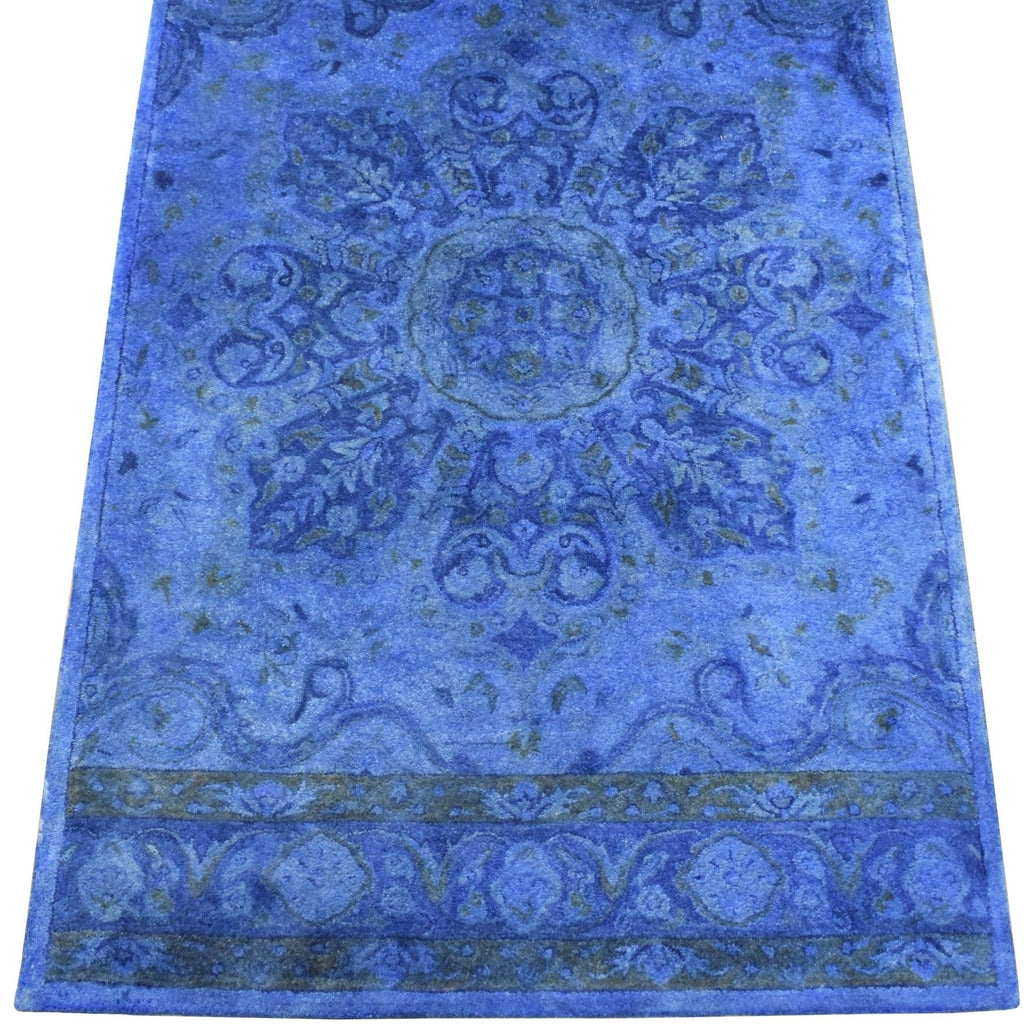 3x5, 5x8 Handmade Blue Over-Dyed Wool Rug | TUF10