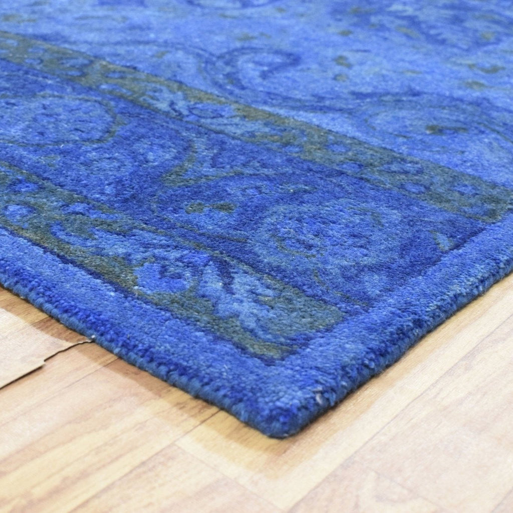 3x5, 5x8 Handmade Blue Over-Dyed Wool Rug | TUF10