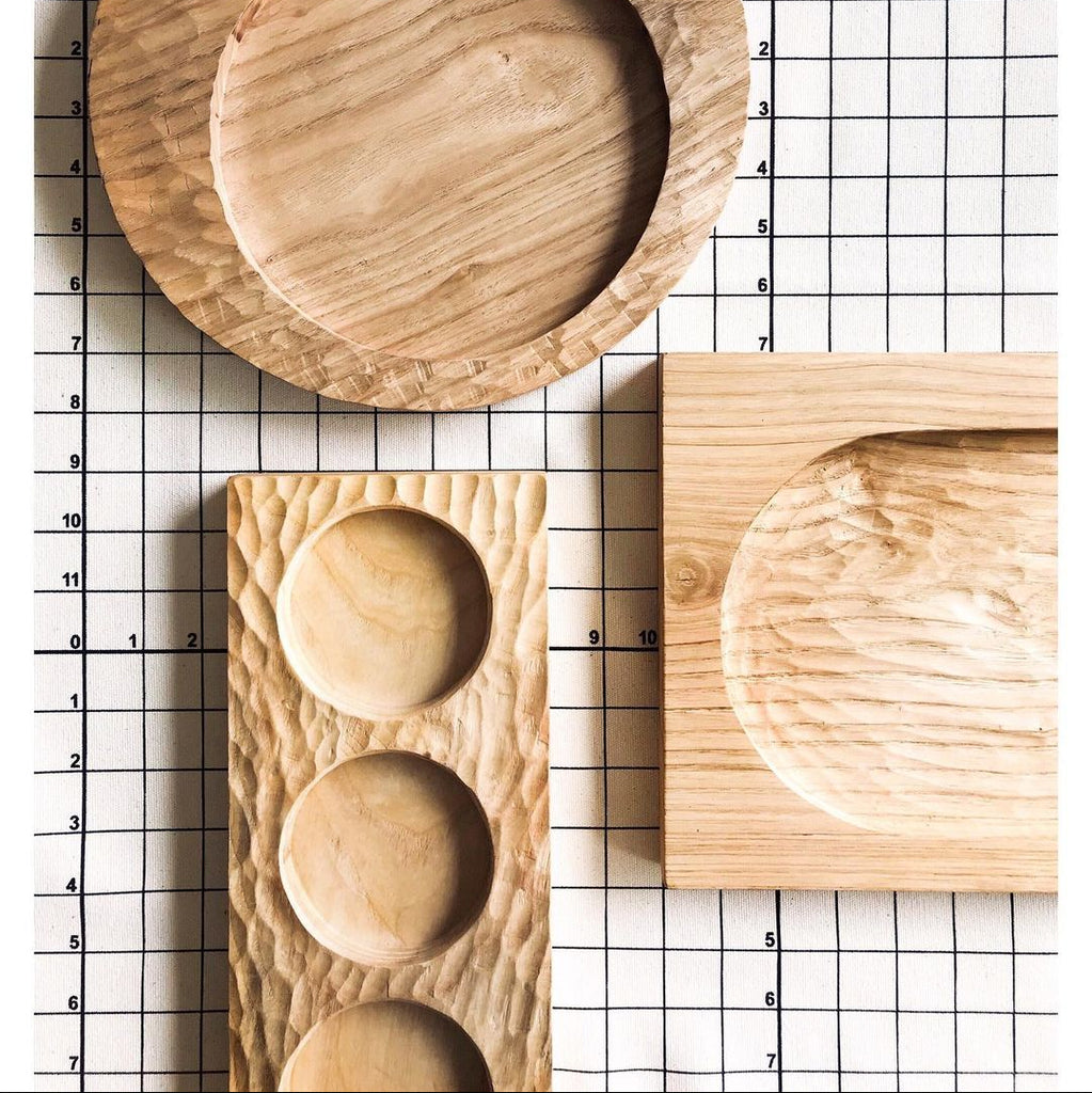 Casa Cubista Carved Wood Rectangular Tray - Natural