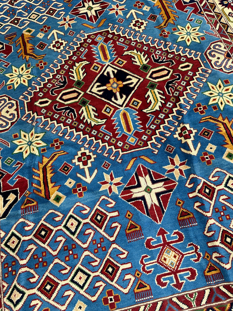 Hand-Knotted Afghani Kazak Wool Rug – 5’0″  x  6’10″