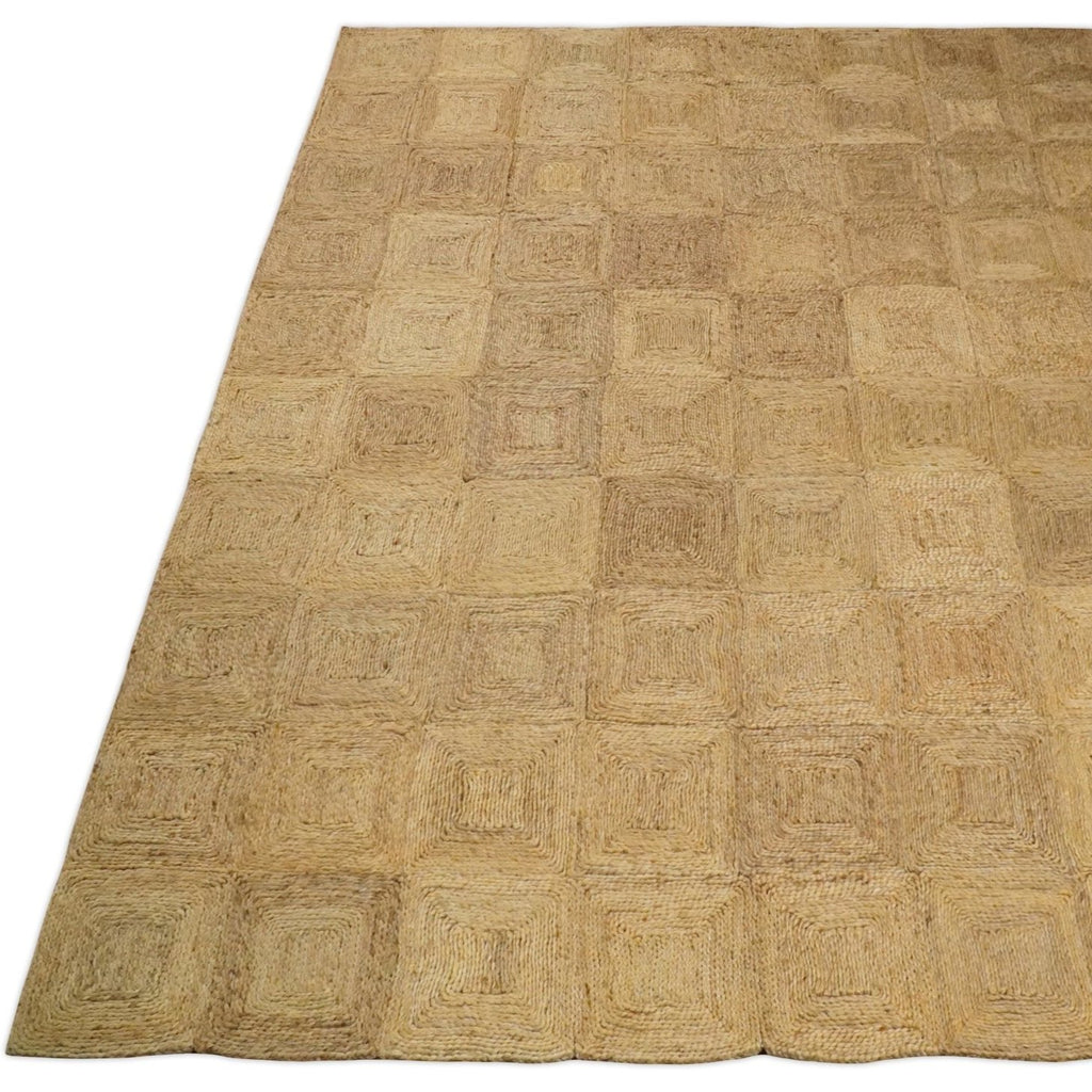 Hand Woven 100% Natural Fiber Brown Natural Jute & Wool Rug | JR16