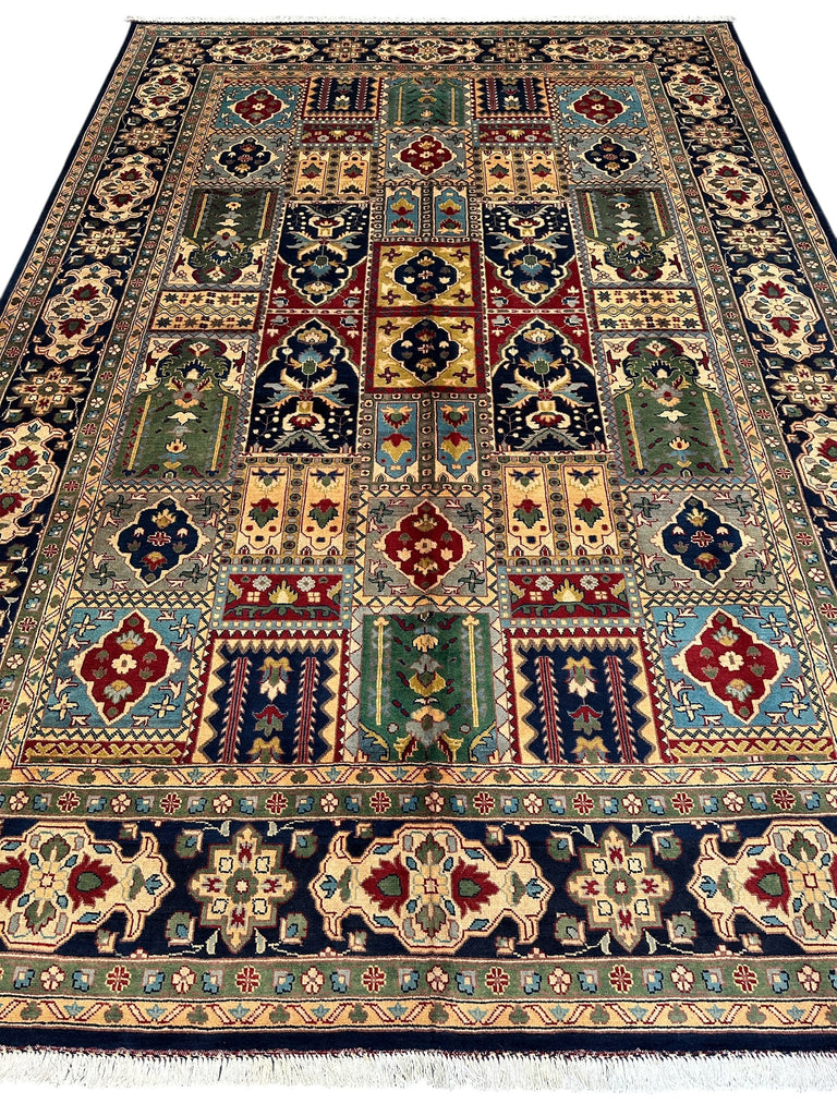 Hand-Knotted Afghani Bakhtiari Garden Rug | 6'9" x 9'10" Wool Area Rug