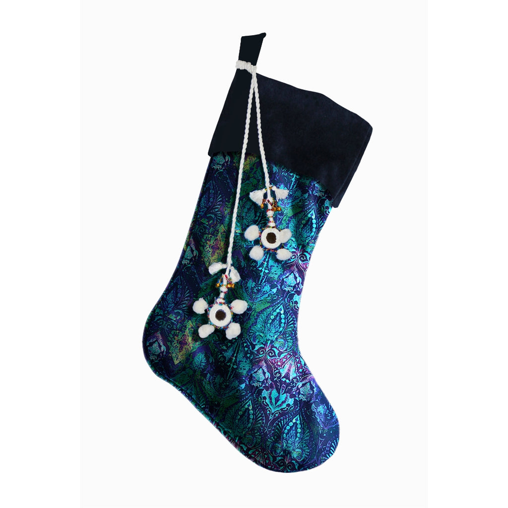 Handmade Neela Blue Christmas Stocking