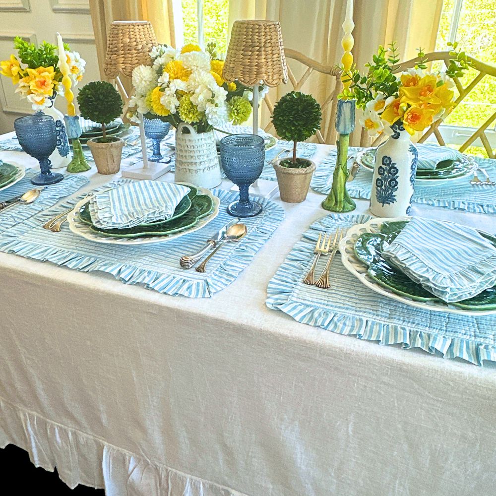 White Linen Ruffle - Tablecloth