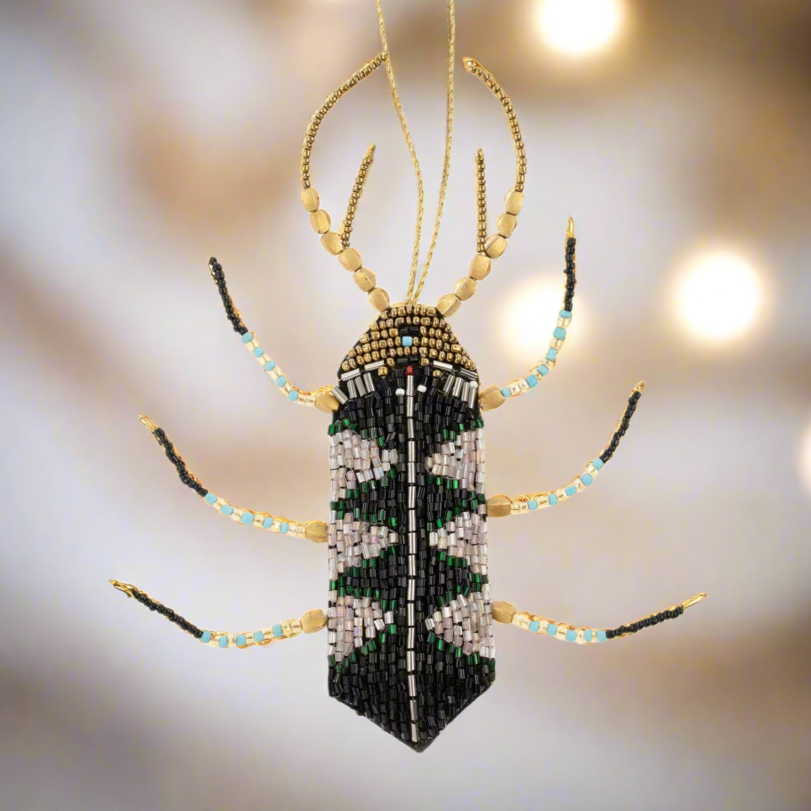 Glitter Bug Zardozi Ornament, Black