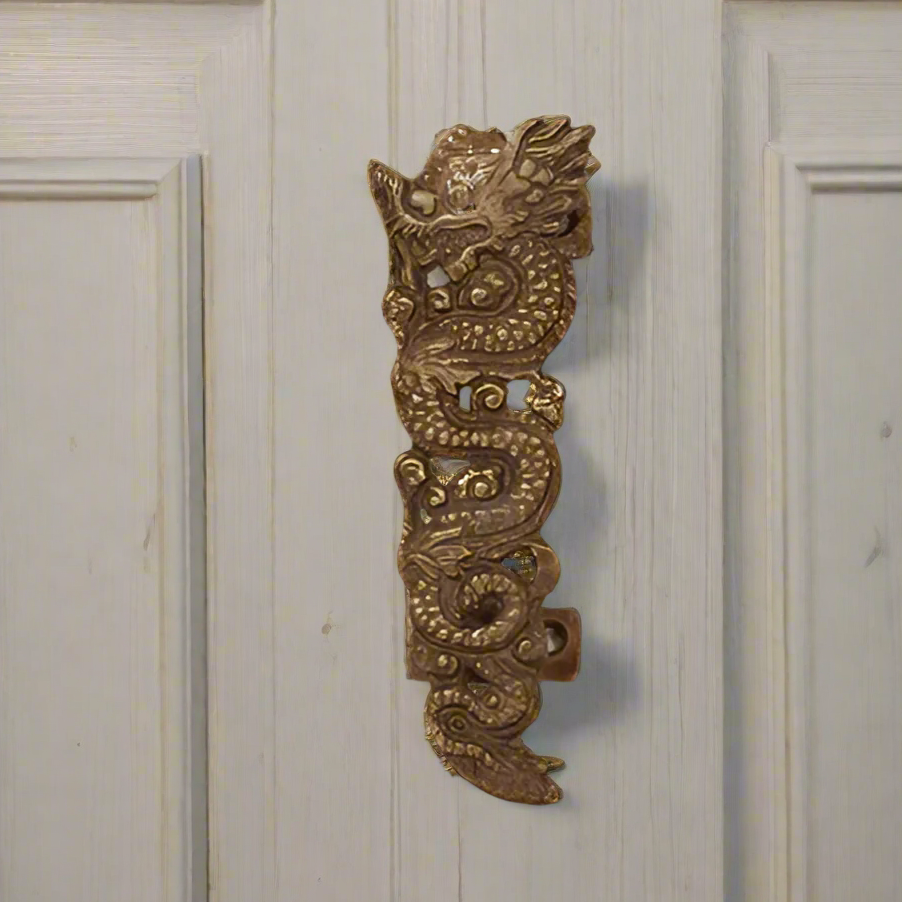 Dancing Chinese Dragon Brass Door Pull