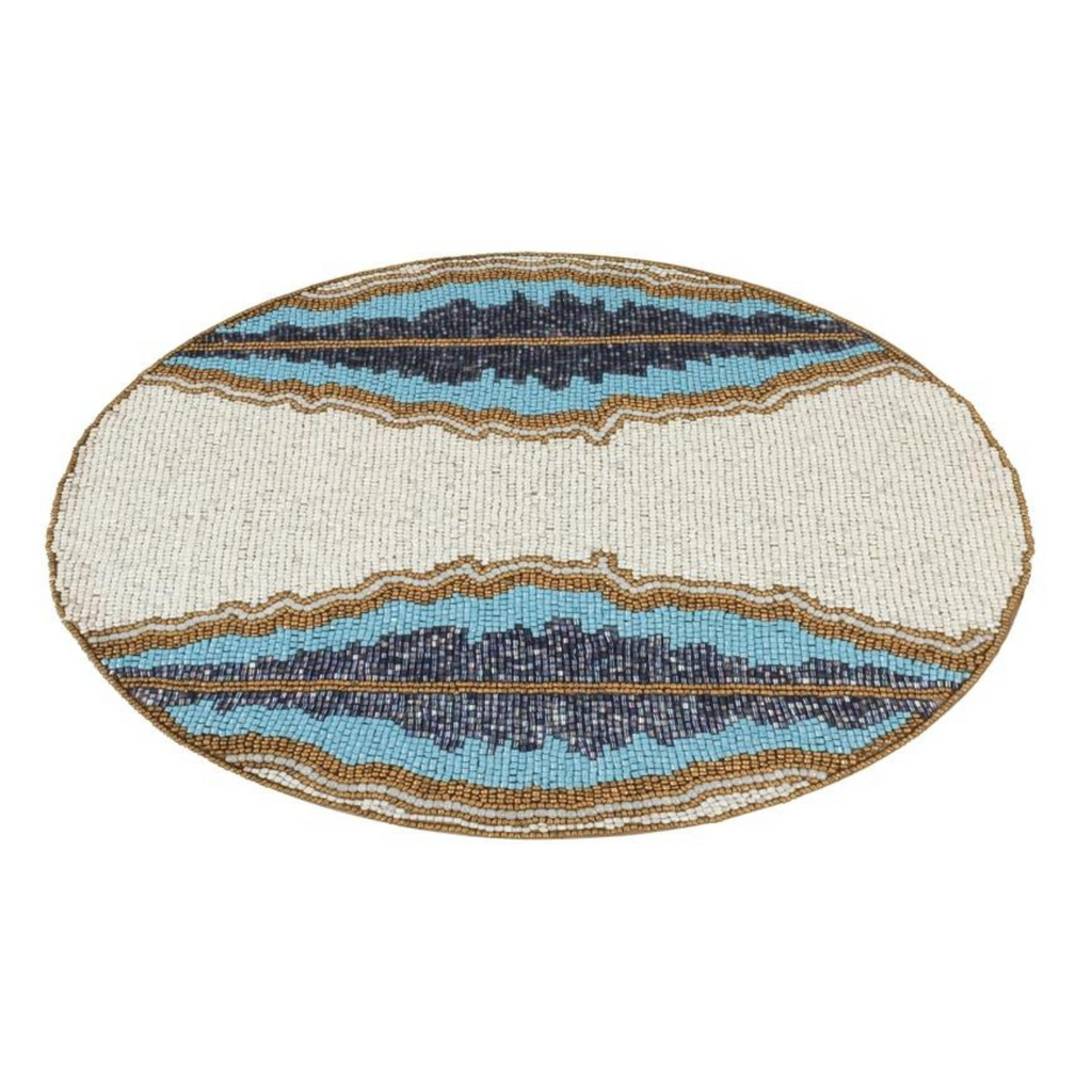 Blue Lagoon Beaded Placemats - Set of 2