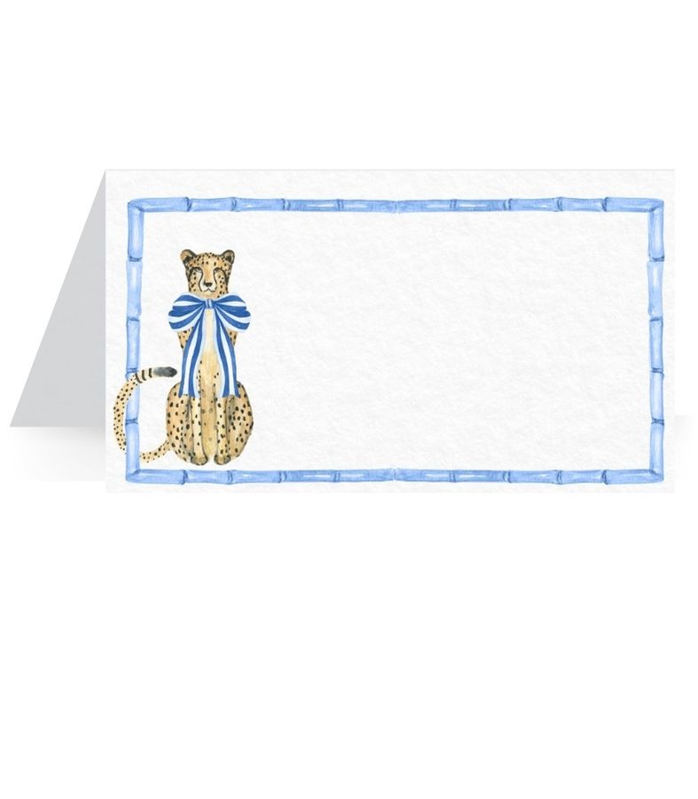 Cheetah with Blue Bow - Place Cards