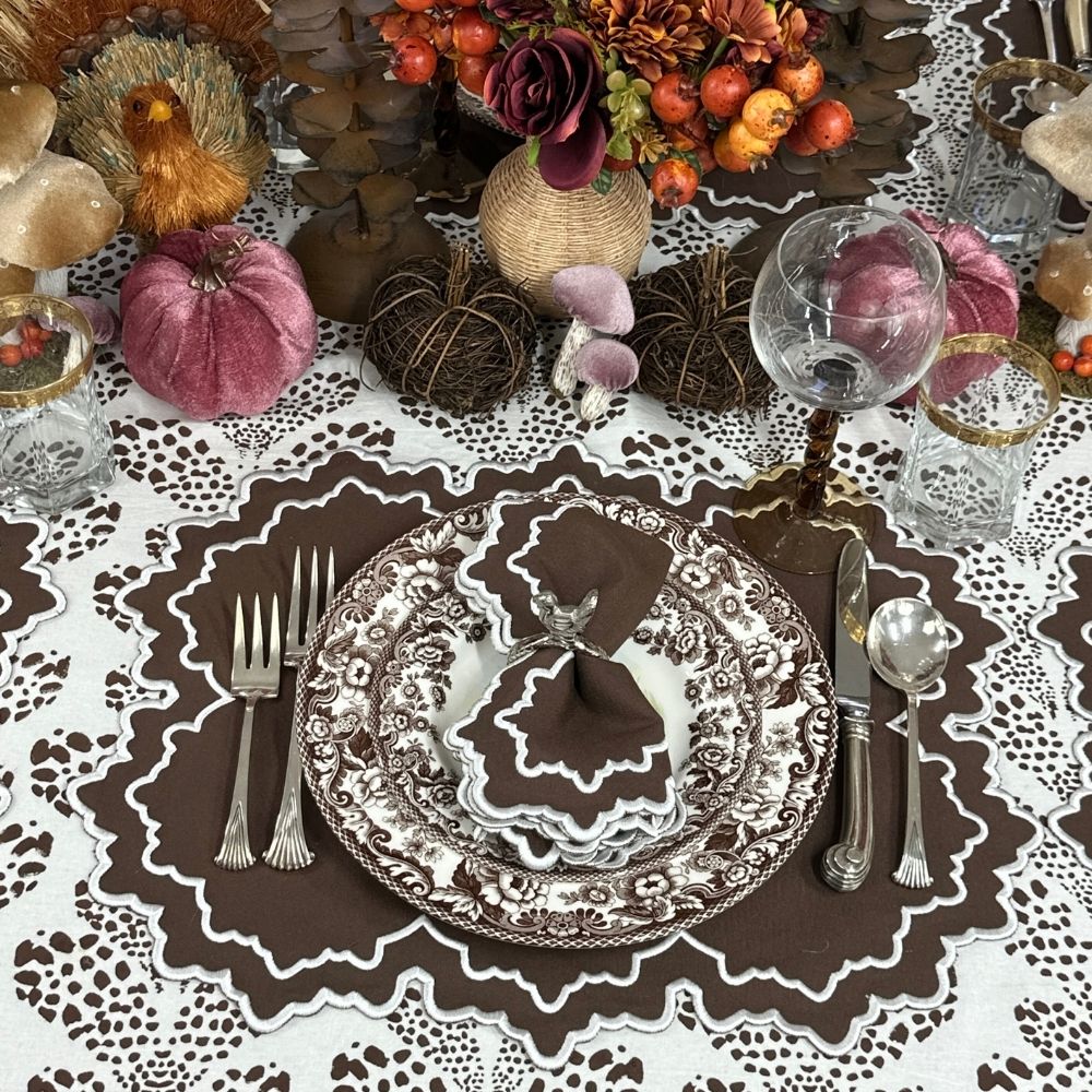 Whitley Napkin - Cocoa and White (Set of 4)