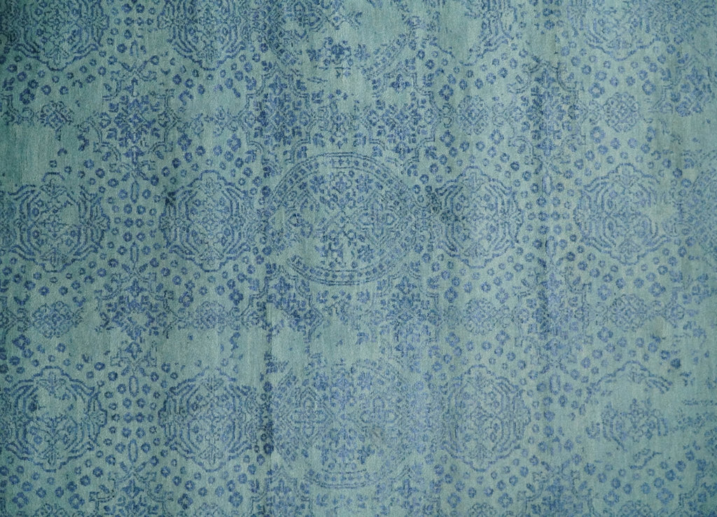 9x12 Fine Hand Knotted Blue and Teal Traditional Vintage Persian Style Antique Wool Rug | AGR33