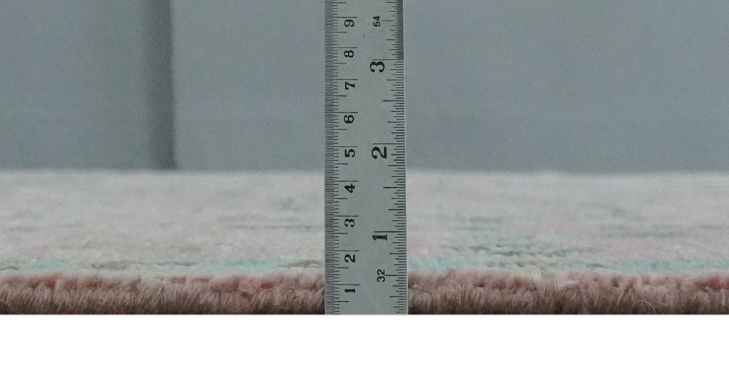 9x12 Hand Knotted Pink and Aqua Oriental Oushak Traditional Wool Area Rug